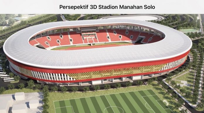 Stadion Manahan Surakarta akan direvitalisasi pada bangunan tribun barat, tribun timur, tribun utara, tribun selatan, dan perbaikan kualitas lapangan. Foto : Kementerian PUPR