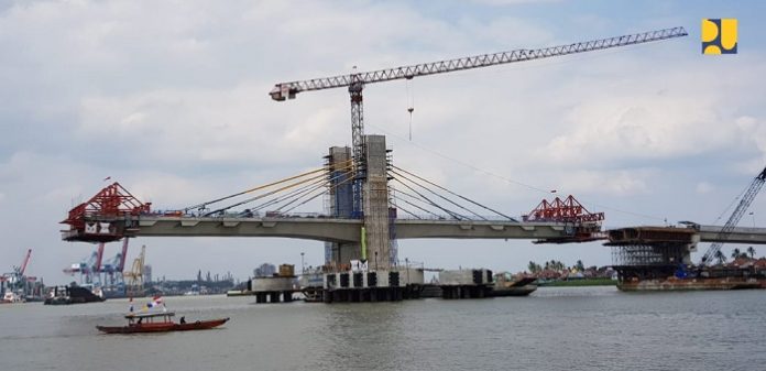 Jembatan Musi IV merupakan jembatan tipe Cable Stay Extradosed dan PC U-Girder yang dibangun dengan biaya sebesar Rp553 miliar. Foto : Kementerian PUPR