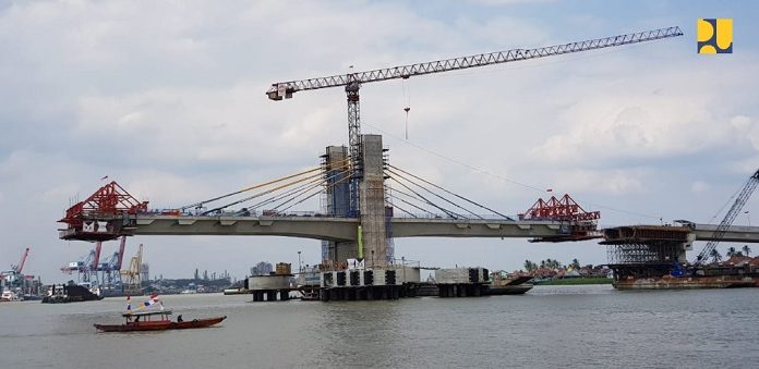 Jembatan Musi IV merupakan jembatan tipe Cable Stay Extradosed dan PC U-Girder yang dibangun dengan biaya sebesar Rp553 miliar. Foto : Kementerian PUPR