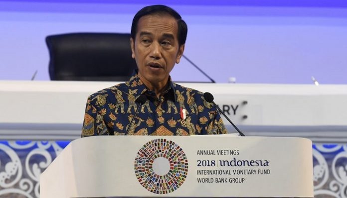Di hadapan delegasi dan peserta pertemuan IMF-WB, Presiden Joko Widodo menegaskan bahwa saat ini semua sedang menghadapi ancaman global yang meningkat. Foto : Jamaninfo.com