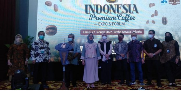 Mengawali penyelenggarakan Indonesia Premium Coffee Expo & Forum 2022, Kamis (27/1/2022), bertempat di Graha Sawala Kementerian Koordinator Bidang Perekonomian diadakan pre launch dan konferensi pers. Foto: Kemenko Perekonomian