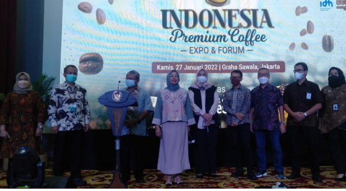 Mengawali penyelenggarakan Indonesia Premium Coffee Expo & Forum 2022, Kamis (27/1/2022), bertempat di Graha Sawala Kementerian Koordinator Bidang Perekonomian diadakan pre launch dan konferensi pers. Foto: Kemenko Perekonomian